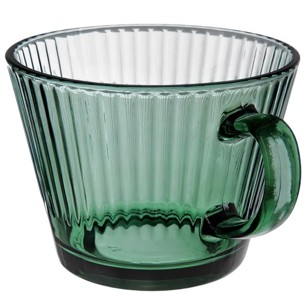 Grønt ribbet glaskrus til kaffe og te, 420 ml