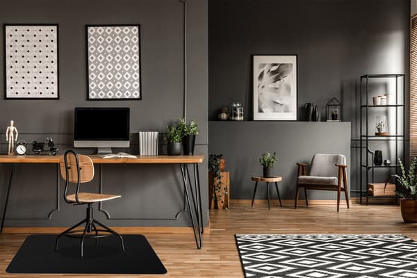 Gulvmåtte til stol, 140x100 cm, sort polypropylen