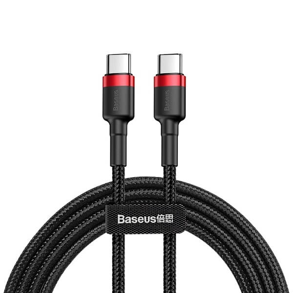 Kestävä joustava kaapeli USB-C PD PD 2.0 60W 20V 3A QC3.0 1M musta-punainen