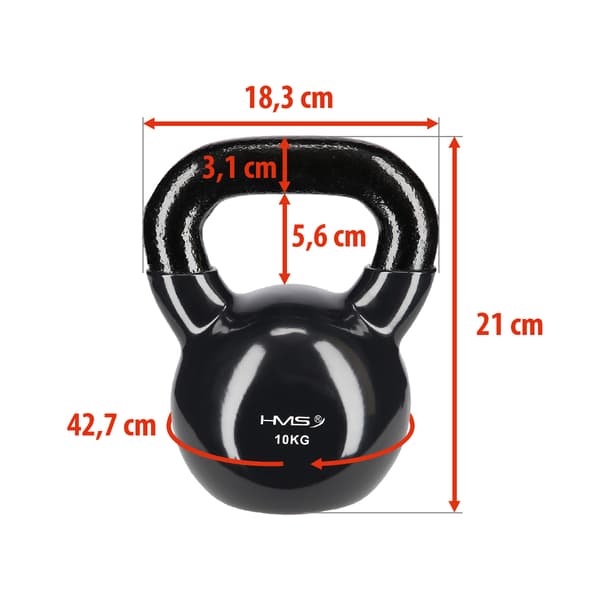 10 kg Støbejern Kettlebell – Sort