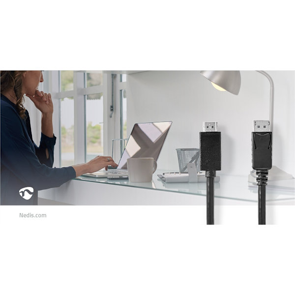 DisplayPort kaapeli | DisplayPort uros | HDMI™ liitin | 4K@60Hz | Niklattu | 2.00 m | Pyöreä | PVC | Musta | Laatikko