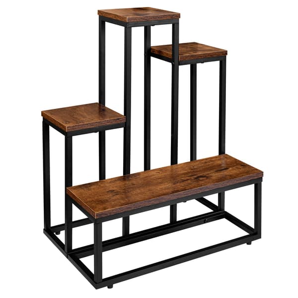 Loft växtställ, stål och ek, 67 cm höjd
