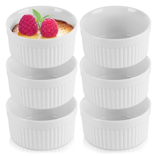 Keramiske bageskåle hvide 260 ml 6 stk.