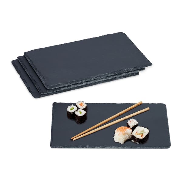Skiffertallrikar Set om 4, 26x16 cm