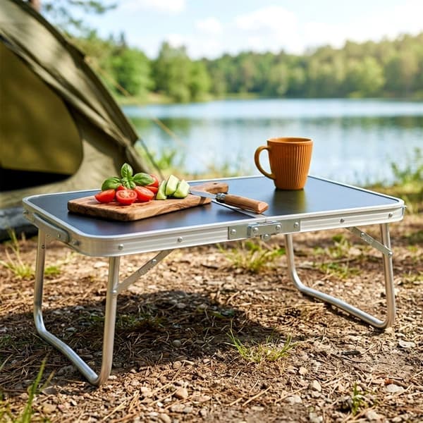 Hopfällbart campingbord, metall, grafit, 60x40x25 cm