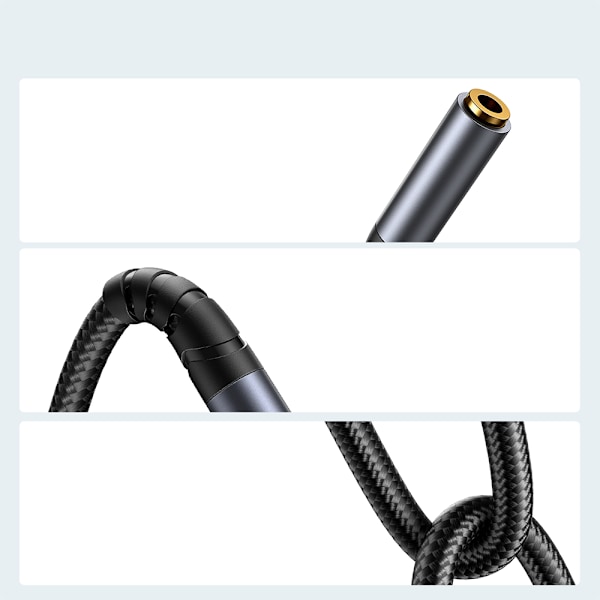 Stereo AUX -äänikaapelin jatkokaapeli 3,5 mm Mini Jack 1,2 m musta