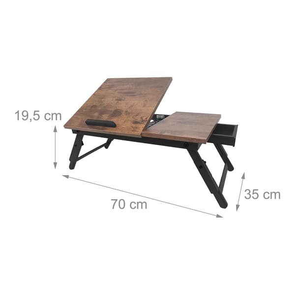Justerbart laptopbord med skuffe – vippebar top, foldbar