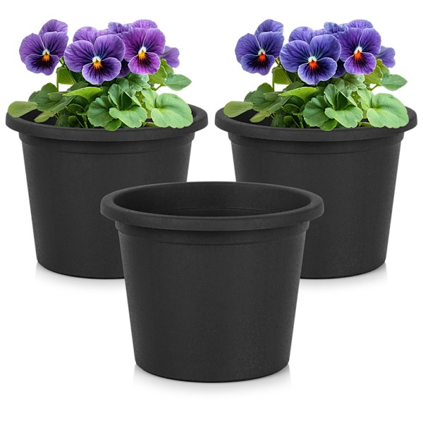 Muovinen puutarharuukku, musta, pyöreä, 14,5 cm, 3 kpl.