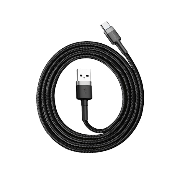 Holdbart fleksibelt kabel USB-C QC3.0 3A 1M sort og grå