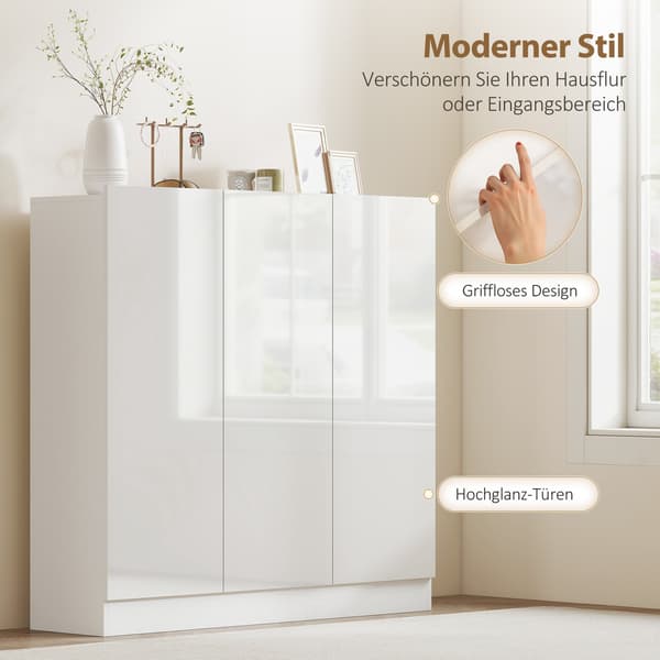 Skoskab, 10 hylder, ventilation, soft-close, hvidt træ