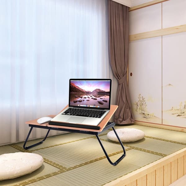 Sammenklappeligt laptopbord med vippeplade, 4 vinkler, sort