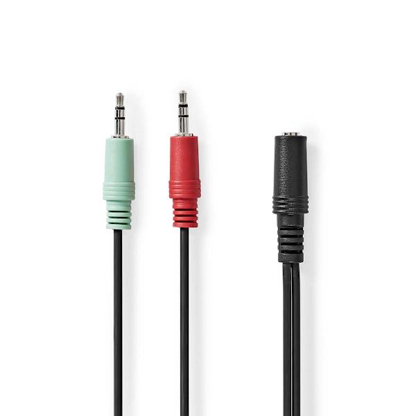 Stereoäänikaapeli | 3.5 mm naaras | 2x 3,5 mm, Uros | Kullattu | 0.12 m | Pyöreä | Laatikko