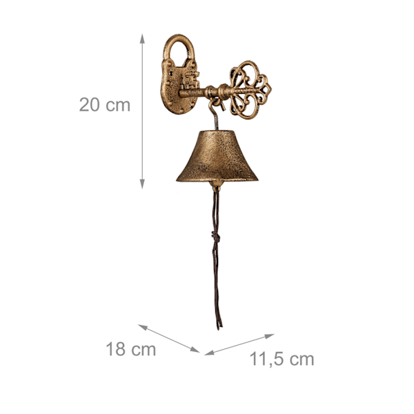 Dörrklocka i gjutjärn "Key" i guld