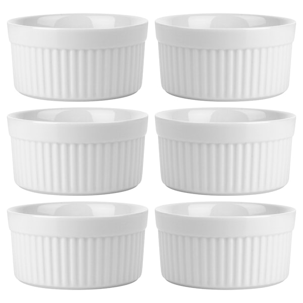 Keramiske bageskåle hvide 260 ml 6 stk.
