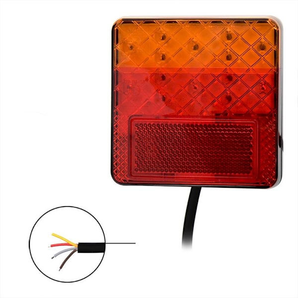Takavalo 12/24V 4 toimintoa 100x100mm LED läpipainopakkauksessa