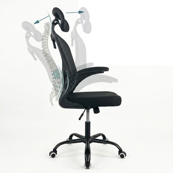 Ergonomisk sort kontorstol med hoved- og lændestøtte