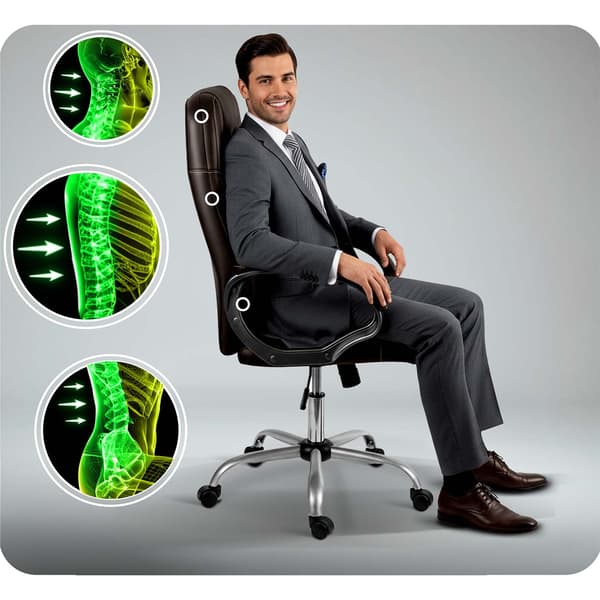Ergonomisk kontorstol, mørkebrun, justerbar højde