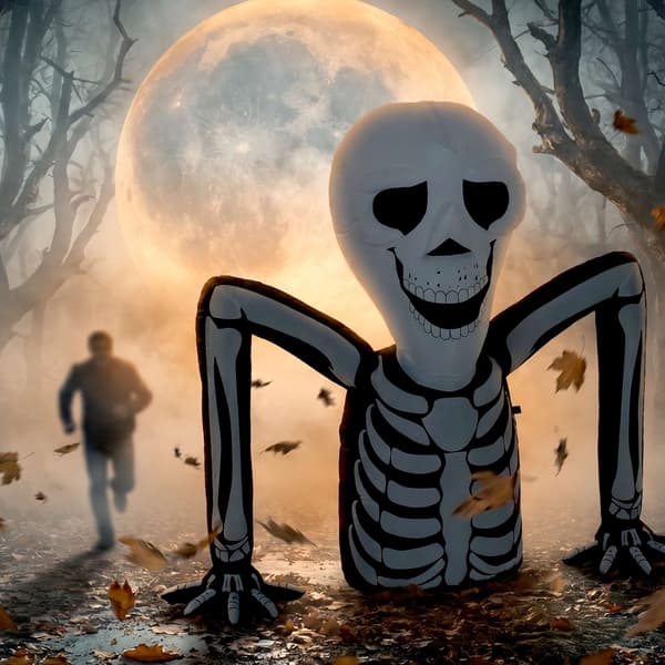 Uppblåsbart Halloween-skelett med LED-ljus, 210T polyester