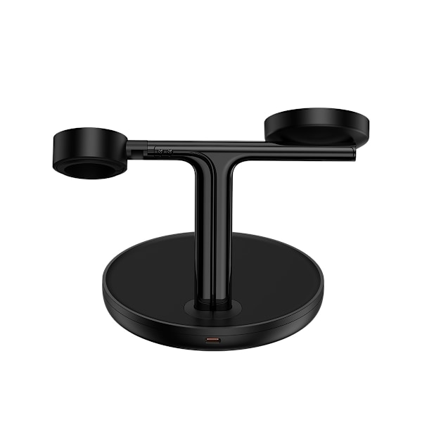 3-i-1-stativ induktiv oplader til iPhone Apple Watch AirPods + USB-C-kabel 1m sort