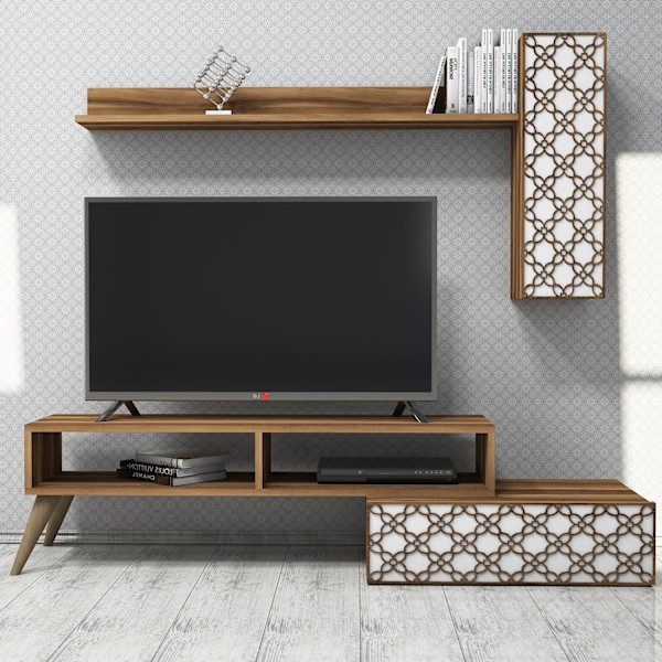 TV Unit Planet - Valnöt, Vit