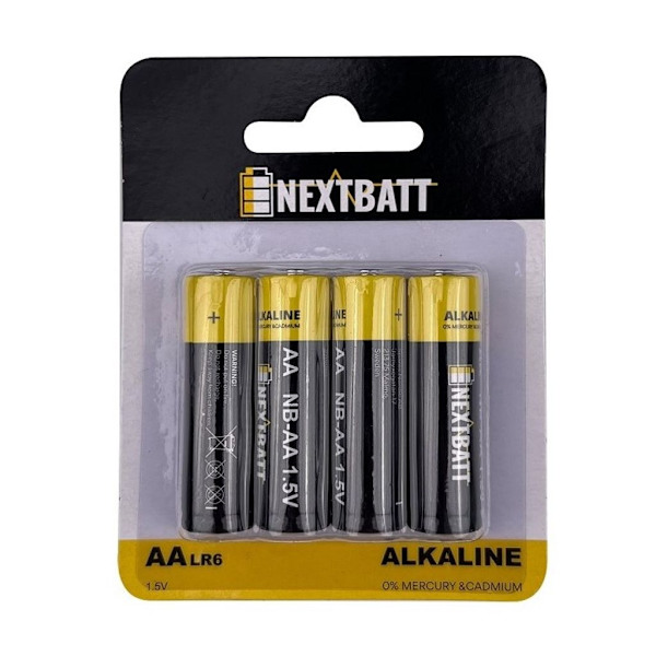 NextBatt AA/LR6-akku, 1,5 V, alkali - 4 kpl