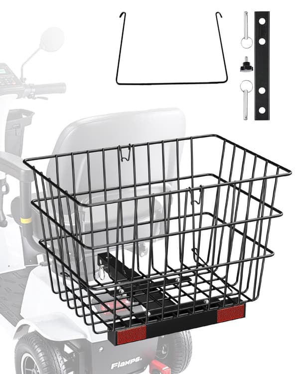 Bagkurv til mobilitetsscooter, metaltråd, 2,5 cm modtager
