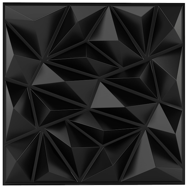 3D-vægpaneler, diamantmønster, sort, 5m² dækning