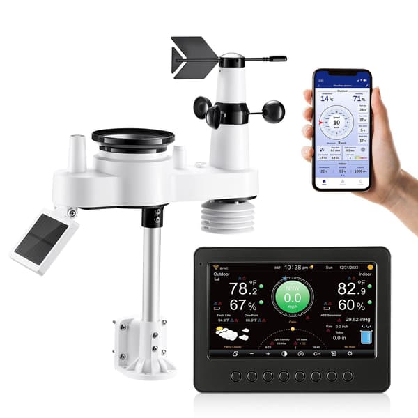 Wi-Fi väderstation, 7-i-1, 7-tums TFT, solsensor