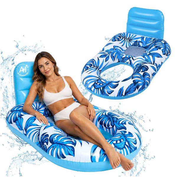 Oppustelig poolstol med ryglæn