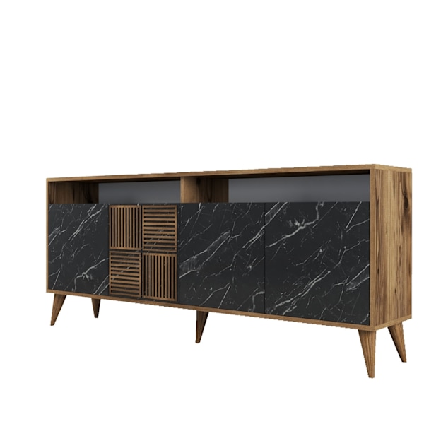 Console Milan - Valnöt, Svart Marmor