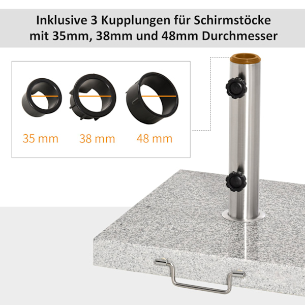 Mobil parasolstativ 28 kg marmor rustfrit stål 42x42x36cm stabil paraplyfod til have og terrasse