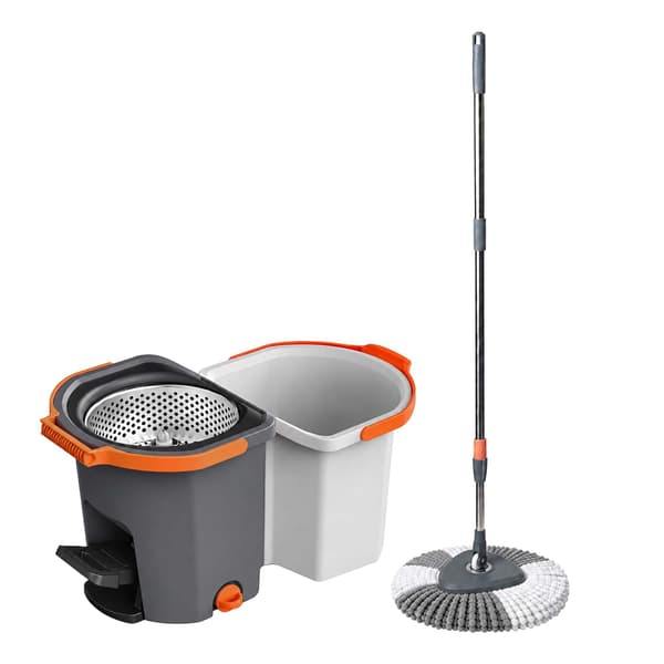 Spinmoppset med hink, system med dubbla fack