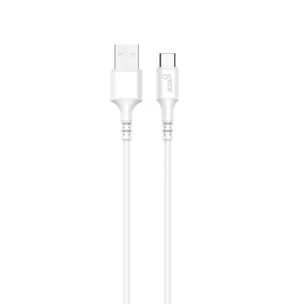 GEAR Ladekabel USB-A til USB-C 2.0 0.3m Hvidt rundt kabel