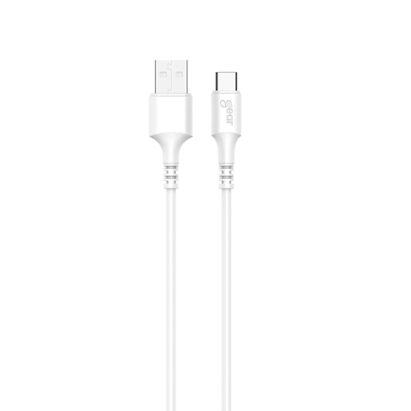 GEAR Latauskaapeli USB-A–USB-C 2.0 0,3 m valkoinen pyöreä kaapeli