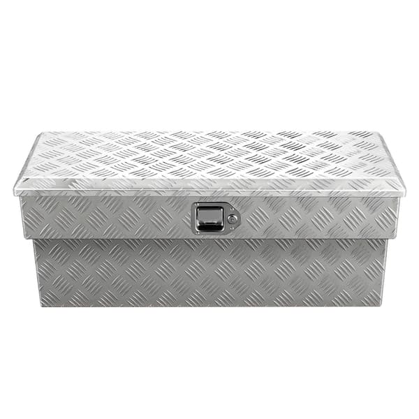 Verktygslåda för lastbilsflak, låsbar aluminium, 34 tum, silver