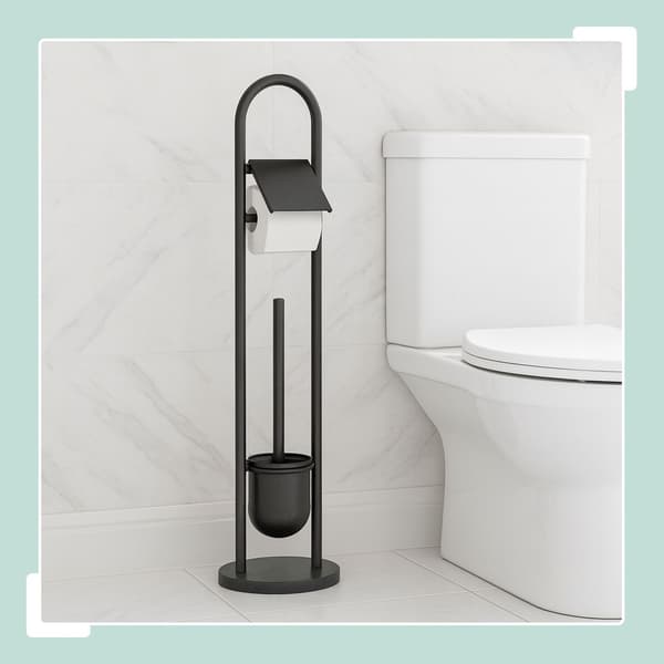 Toiletpapirholder og børstesæt i rustfrit stål