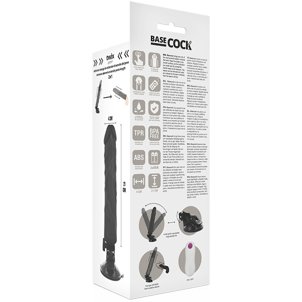 Basecock - Realistic Vibrator Remote Control Musta 21 cm -O- 4 cm