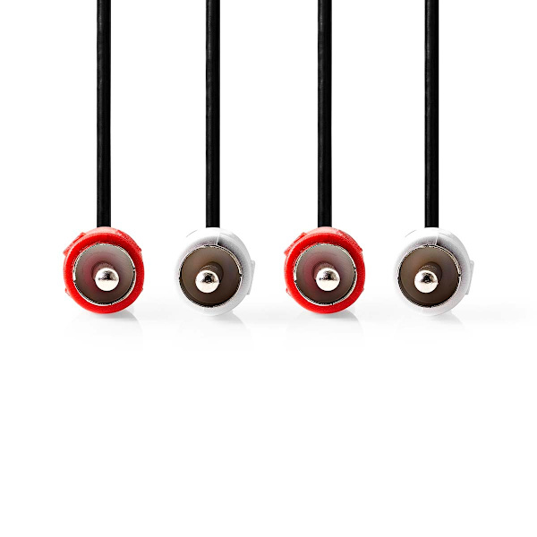 Stereo Audio kabel | 2x RCA Hanstik | 2x RCA Hanstik | Nikkelplateret | 2.00 m | Runde | Sort | Label
