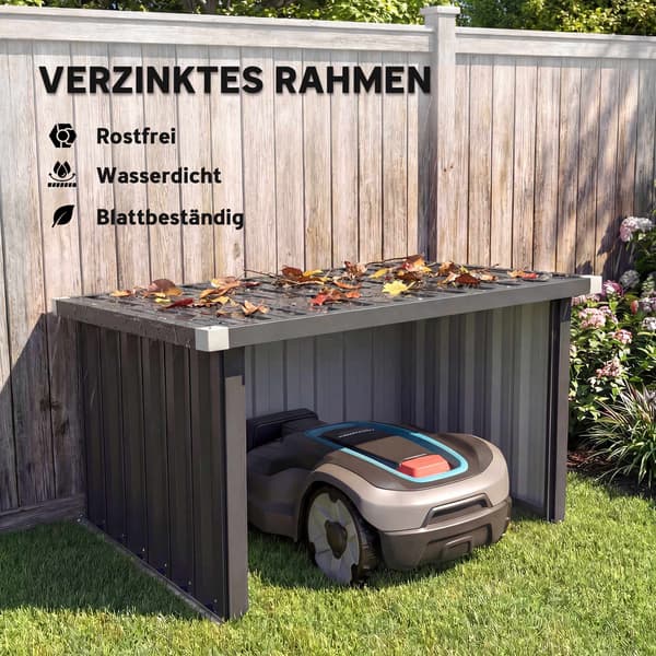 Robotplæneklipper Garage, Galvaniseret Stål, Mørkegrå