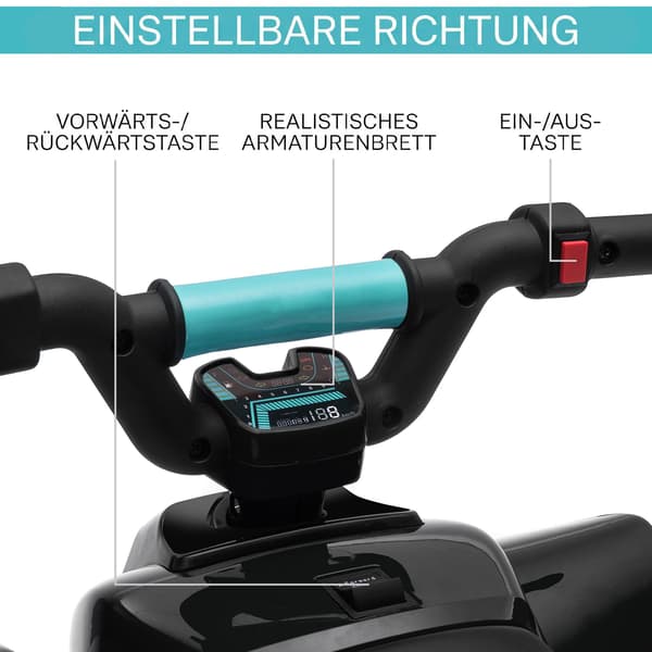 6V elektrisk firhjuling til børn, sort, alder 1,5-3, 20 kg grænse