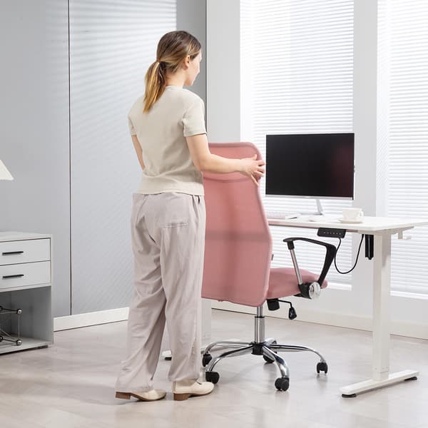 Ergonomisk kontorstol, høj ryg, lyserød, netstof
