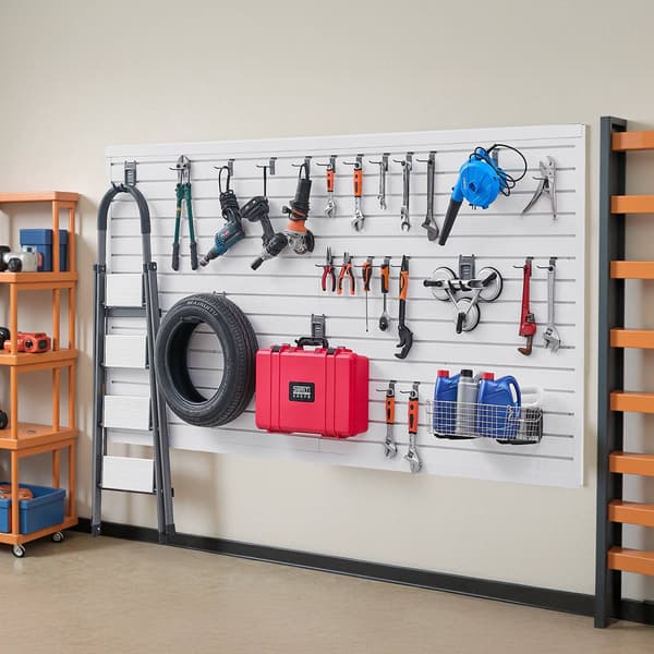 Garagepanel för ribbor, 2,4 x 1,2 m PVC, vit, tillbehör