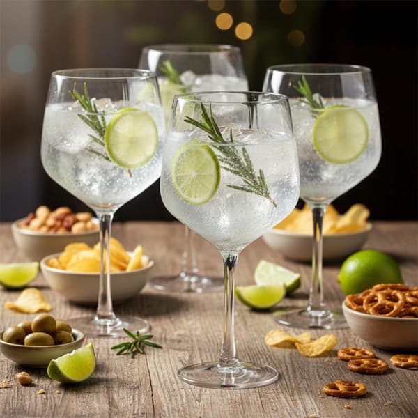 Ginglassæt, 580 ml, ribbet design, 4 dele