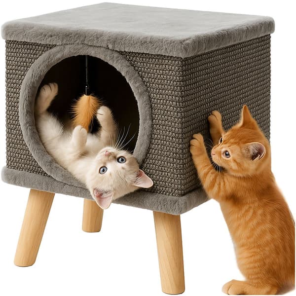 Kradsetræ til katte med seng, sisal, staldben
