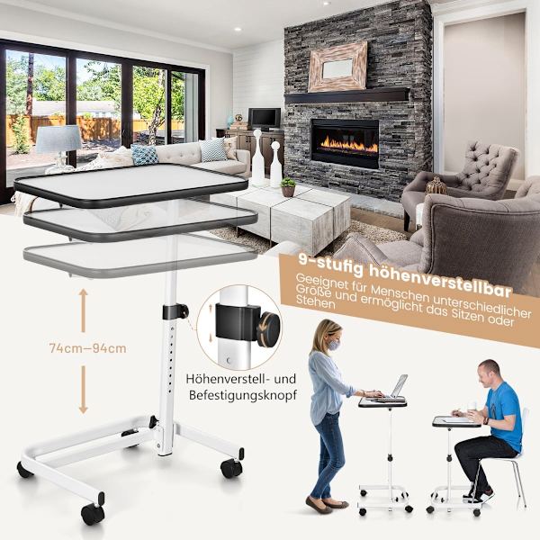 Justerbart sengebord med vippeplade, 73-93 cm