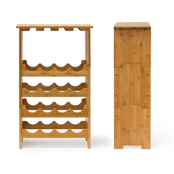 Bambu vinställ 16 flaskor + 12 glas