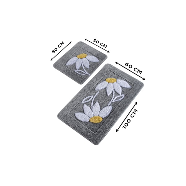 Akryl-bademåttesæt (2 stk) Daisy - Grå