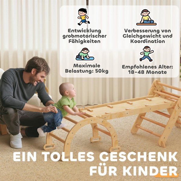 7-i-1 klatresæt til børn, foldbart trælegeredskab