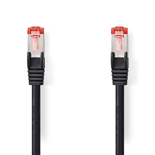 CAT6 Nätverkskabel | RJ45 hane | RJ45 hane | S/FTP | 10.0 m | Rund | LSZH | Svart | Label