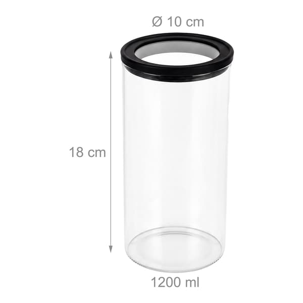 Förvaringsburkar i glas, 1200 ml, lufttäta lock, 3 delar